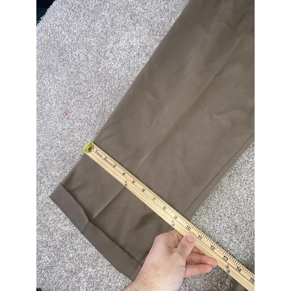 Haggar Flexible Waist Microfiber Non‎ Iron Pleated Pants Mens 38x29 Taupe Preppy